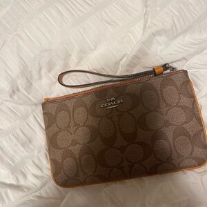 Coach Tan and Orange Wristlet